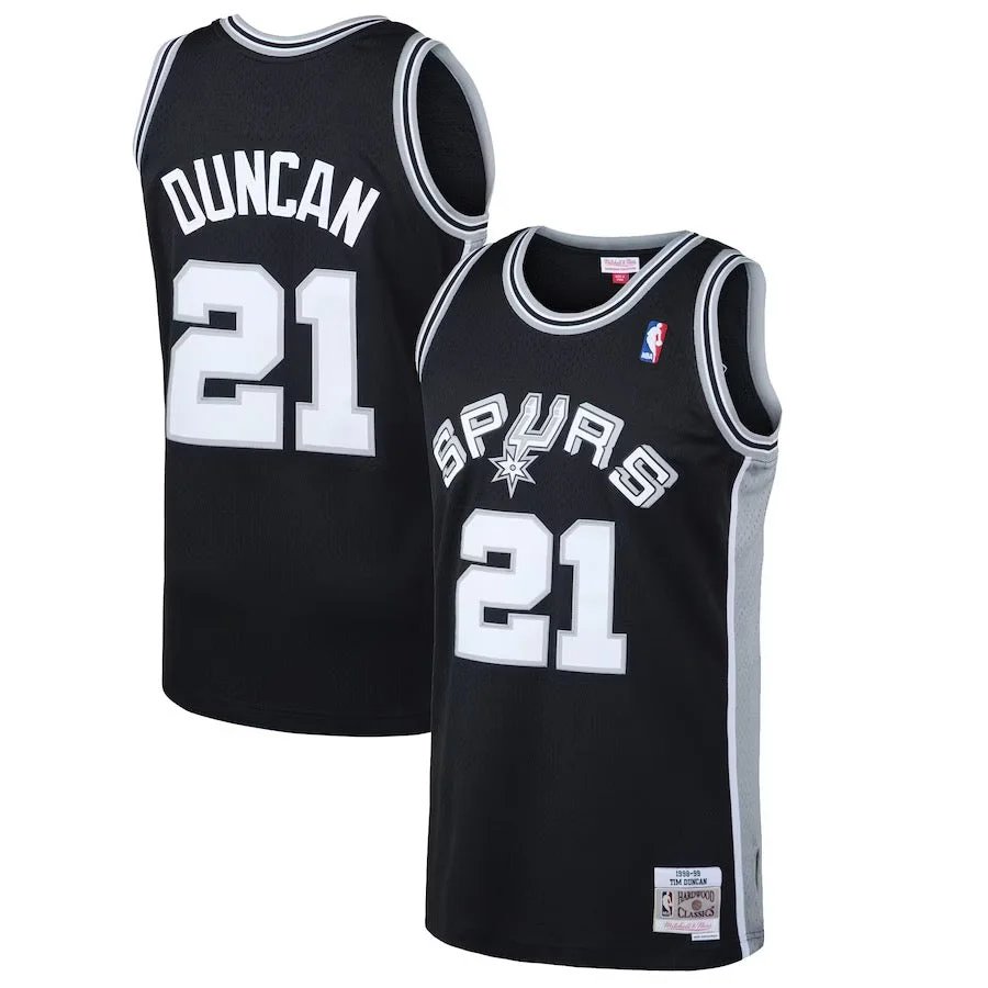 NWT Vintage San Antonio Spurs Tim Duncan #21 Reebok Home Jersey White Black  2XL